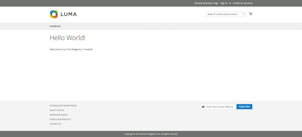 Hello World Frontent Page Custom Magento Module