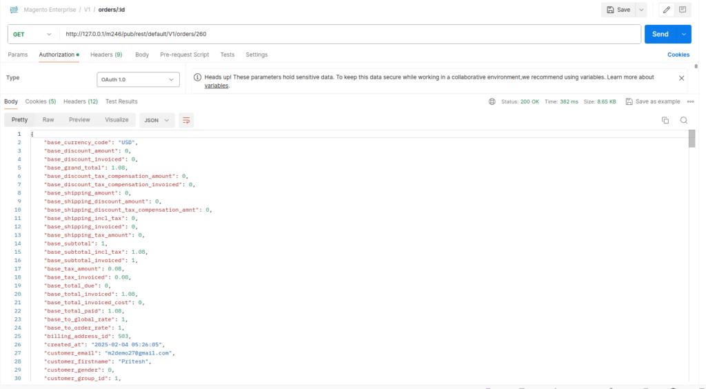 Fetch order data